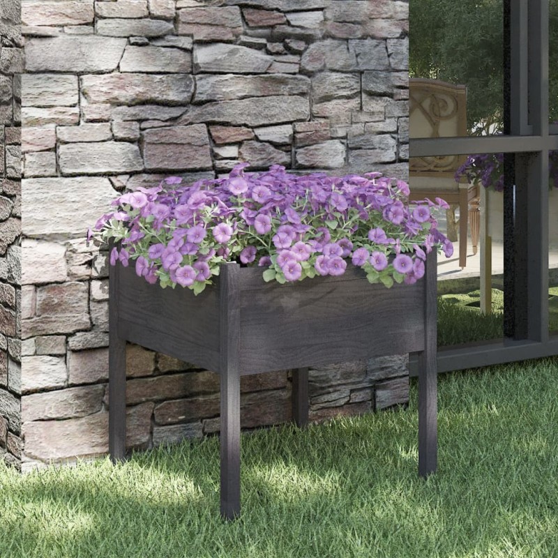 vidaXL Jardinera de madera maciza de pino gris 70x70x70 cm vidaXL Jardinera de madera maciza de pino gris 70x70x70 cm