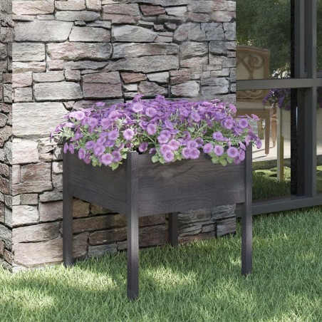 vidaXL Jardinera de madera maciza de pino gris 70x70x70 cm