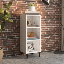 vidaXL Aparador de madera contrachapada blanco brillo 34,5x32,5x90 cm