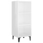 vidaXL Aparador de madera contrachapada blanco brillo 34,5x32,5x90 cm