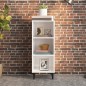 vidaXL Aparador de madera contrachapada blanco brillo 34,5x32,5x90 cm