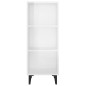 vidaXL Aparador de madera contrachapada blanco brillo 34,5x32,5x90 cm