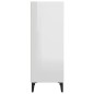 vidaXL Aparador de madera contrachapada blanco brillo 34,5x32,5x90 cm