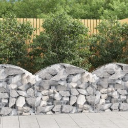 vidaXL Cesta de gaviones forma arco hierro galvanizado 100x50x60/80 cm