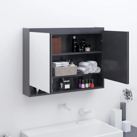 vidaXL Armario de baño con espejo MDF gris 80x15x60 cm