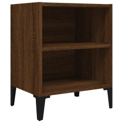 vidaXL Mesita de noche con patas de metal marrón roble 40x30x50 cm