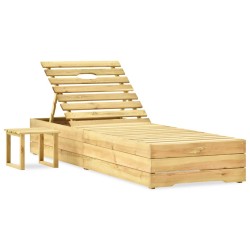 vidaXL Tumbona con mesa de madera de pino impregnada verde