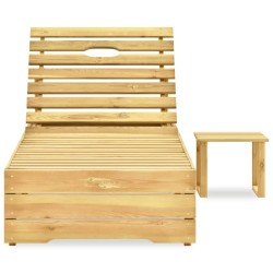 vidaXL Tumbona con mesa de madera de pino impregnada verde
