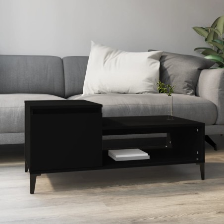 vidaXL Mesa de centro madera contrachapada negro 100x50x45 cm
