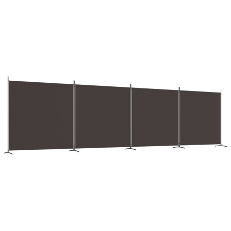  vidaXL Biombo divisor de 4 paneles de tela marrón 698x180 cm