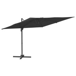 vidaXL Sombrilla colgante con poste de aluminio negro 300x300 cm