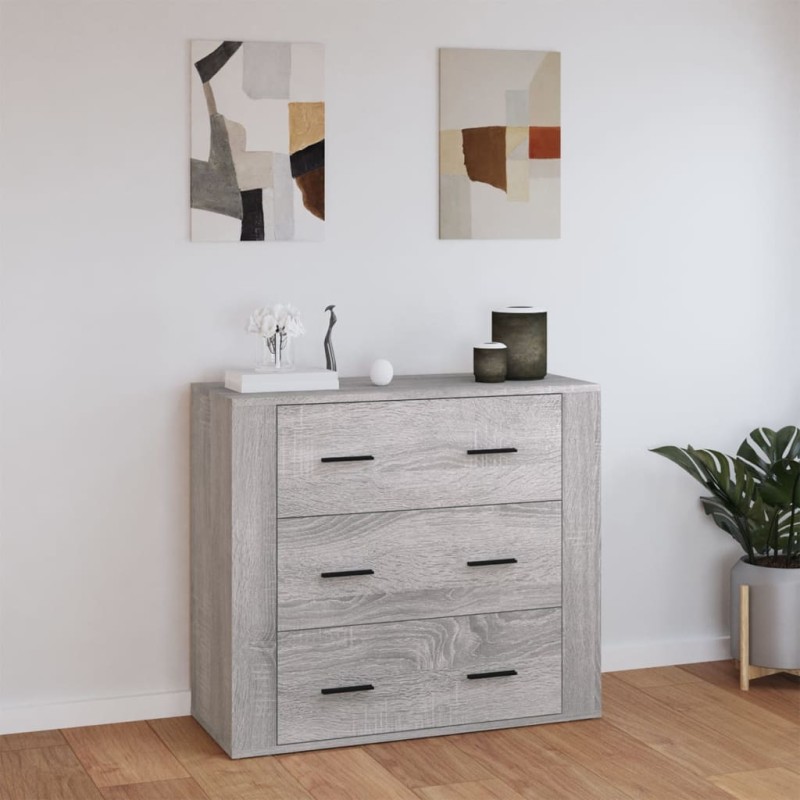 vidaXL Aparador de madera contrachapada gris Sonoma 80x33x70 cm vidaXL Aparador de madera contrachapada gris Sonoma 80x33x70 cm