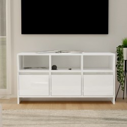 vidaXL Mueble de TV madera contrachapada blanco brillo 102x37,5x52,5cm