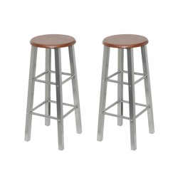 vidaXL Taburetes de cocina 2 unidades de acero con asiento MDF 