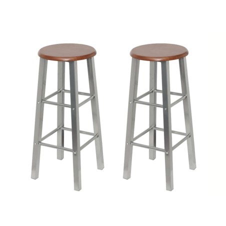vidaXL Taburetes de cocina 2 unidades de acero con asiento MDF 