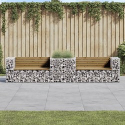 vidaXL Banco de jardín con cesta de gaviones madera de pino impregnada