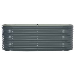 vidaXL Arriate de acero galvanizado gris 240x80x81 cm