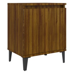 vidaXL Mesita de noche con patas de metal marrón roble 40x30x50 cm