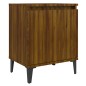vidaXL Mesita de noche con patas de metal marrón roble 40x30x50 cm