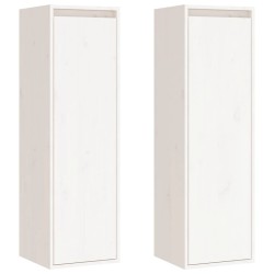 vidaXL Armario de pared 2 uds madera maciza pino blanco 30x30x100 cm