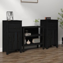 vidaXL Aparadores 2 uds madera maciza de pino negro 40x35x80 cm