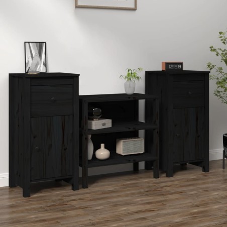 vidaXL Aparadores 2 uds madera maciza de pino negro 40x35x80 cm