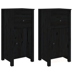 vidaXL Aparadores 2 uds madera maciza de pino negro 40x35x80 cm