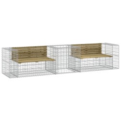 vidaXL Banco de jardín con cesta de gaviones madera de pino impregnada