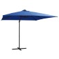 vidaXL Sombrilla voladiza luces LED poste acero azul azure 250x250 cm vidaXL Sombrilla voladiza luces LED poste acero azul azure 250x250 cm