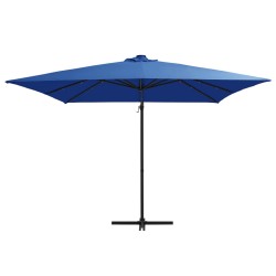 vidaXL Sombrilla voladiza luces LED poste acero azul azure 250x250 cm