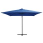 vidaXL Sombrilla voladiza luces LED poste acero azul azure 250x250 cm vidaXL Sombrilla voladiza luces LED poste acero azul azure 250x250 cm