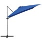 vidaXL Sombrilla voladiza luces LED poste acero azul azure 250x250 cm vidaXL Sombrilla voladiza luces LED poste acero azul azure 250x250 cm