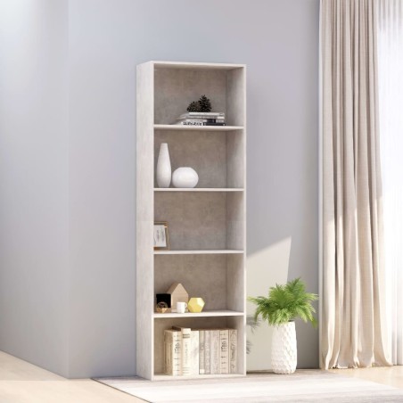 vidaXL Estantería de 5 niveles contrachapada gris hormigón 60x30x189cm
