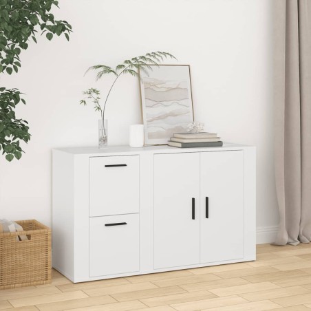 vidaXL Aparador de madera contrachapada blanco 100x33x59,5 cm