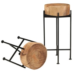 vidaXL Mesa auxiliar 2 unidades madera maciza de acacia 