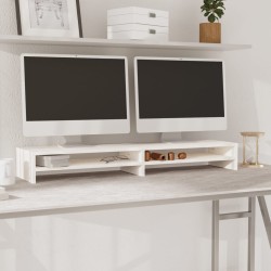 vidaXL Soporte de monitor madera maciza de pino blanco 100x24x13 cm