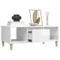 vidaXL Mesa de centro madera contrachapada blanco brillo 90x50x36,5 cm