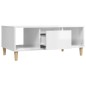 vidaXL Mesa de centro madera contrachapada blanco brillo 90x50x36,5 cm