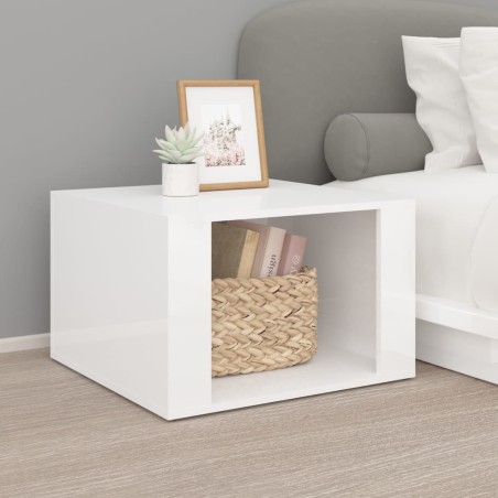 vidaXL Mesita de noche madera contrachapada blanco brillo 57x55x36 cm