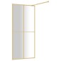 vidaXL Mampara puerta de ducha vidrio transparente ESG dorado 90x195cm