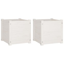 vidaXL Jardineras 2 uds madera maciza de pino blanco 40x40x40 cm