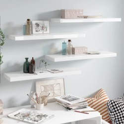 vidaXL Estante flotante de pared 4 uds MDF blanco brillo 80x23,5x3,8cm