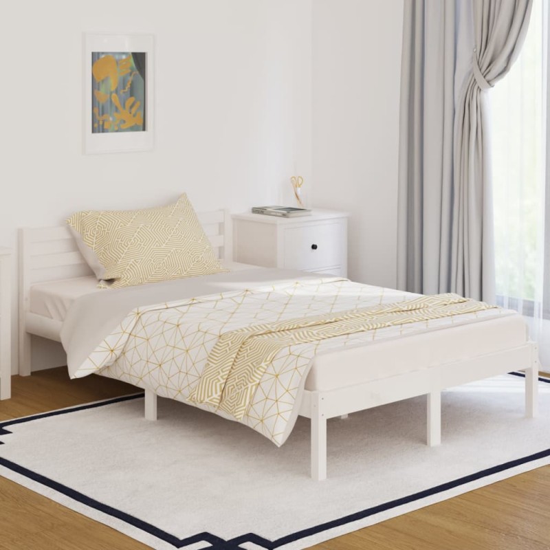 vidaXL Estructura de cama madera maciza de pino blanco 120x200 cm vidaXL Estructura de cama madera maciza de pino blanco 120x200 cm