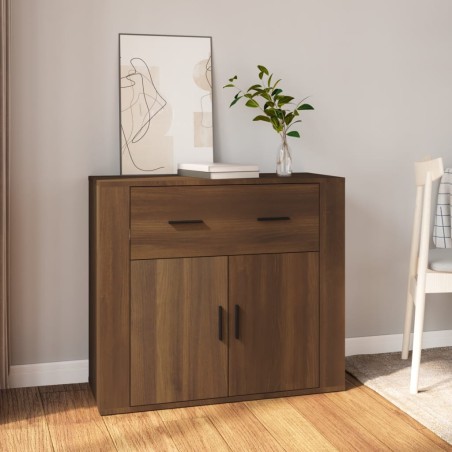 vidaXL Aparador de madera contrachapada marrón roble 80x33x70 cm
