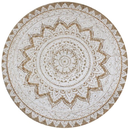 vidaXL Alfombra redonda 150 cm yute trenzado estampado