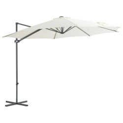 vidaXL Sombrilla voladiza con poste de acero arena 300 cm 