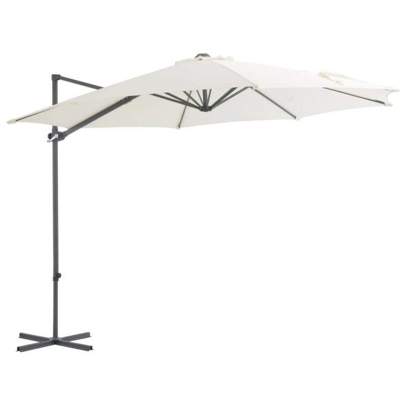 vidaXL Sombrilla voladiza con poste de acero arena 300 cm vidaXL Sombrilla voladiza con poste de acero arena 300 cm