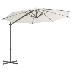 vidaXL Sombrilla voladiza con poste de acero arena 300 cm 