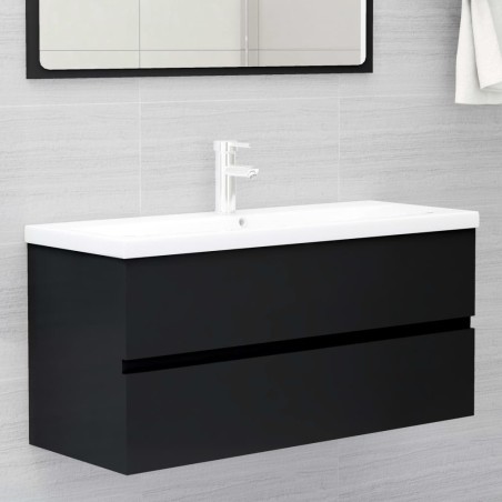 vidaXL Armario para lavabo madera contrachapada negro100x38,5x45 cm