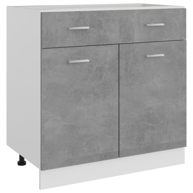 vidaXL Armario bajo cajón madera ingeniería gris hormigón 80x46x81,5cm